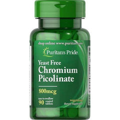 Puritan's Pride Yeast Free Chromium Picolinate 800mcg - 90 Tablets