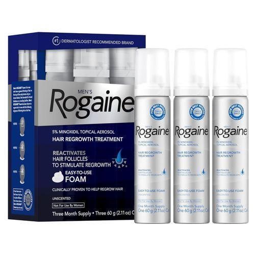 Rogaine Men's 5% Minoxidil Hair Regrowth Treatment Foam 3 Month Supply 3X60g