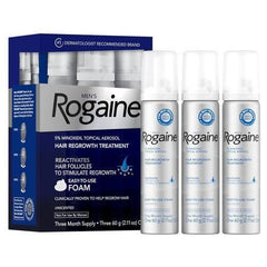 Rogaine Men's 5% Minoxidil Hair Regrowth Treatment Foam 3 Month Supply 3X60g