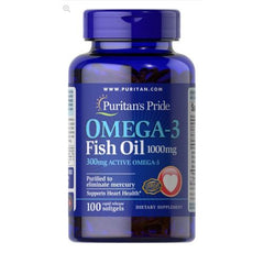Puritan'S Pride Omega 3 Fish Oil 1000mg 300mg Active Omega 3 100 Capsules