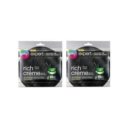 Godrej New Expert Creme Natural Black Hair Color With Aloe Vera 2 PCS