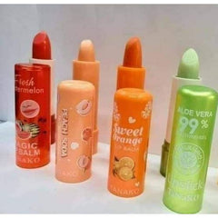 Tanako Set Of Lip Balms Watermelon, Orange, Peach, Aloe
