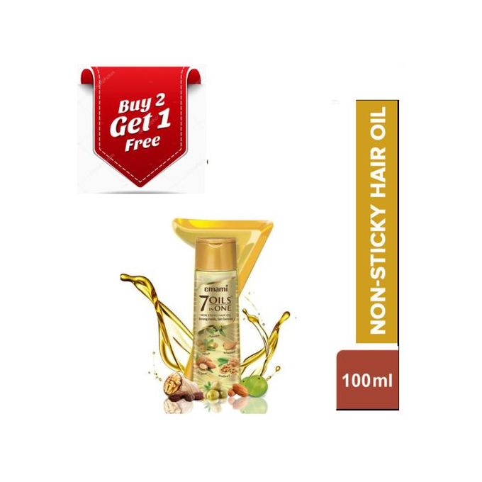 Emami 7 In 1 Non Sticky Hair Oil - 3 × 100ml - Buy 2 Get 1 Free