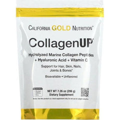 California Gold Nutrition Collagen Up Hydrolyzed Marine Collagen Peptides + Hyaluronic Acid + Vitamin C, Unflavored 206g