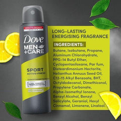 Dove sport active fresh men care body spray 250ml