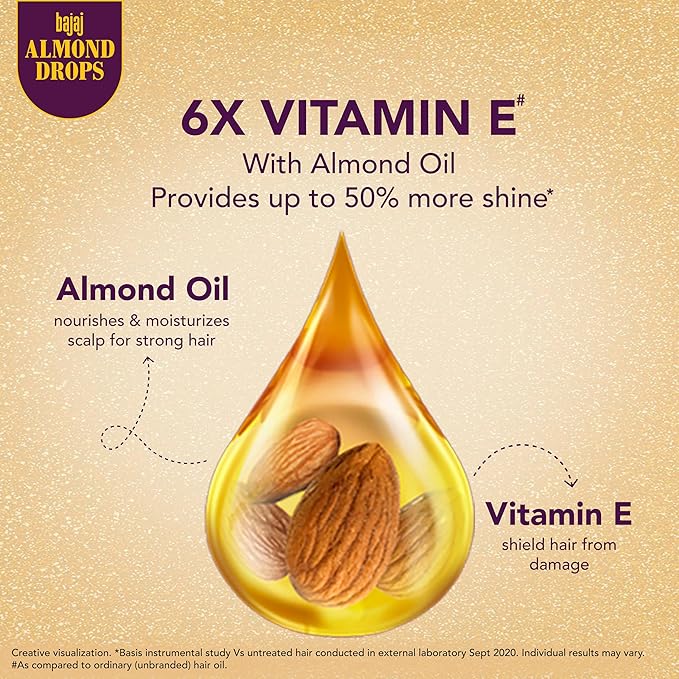 Bajaj Almond Drops 6× Vitamin E Nourishment Non Sticky Hair Oil 200ml