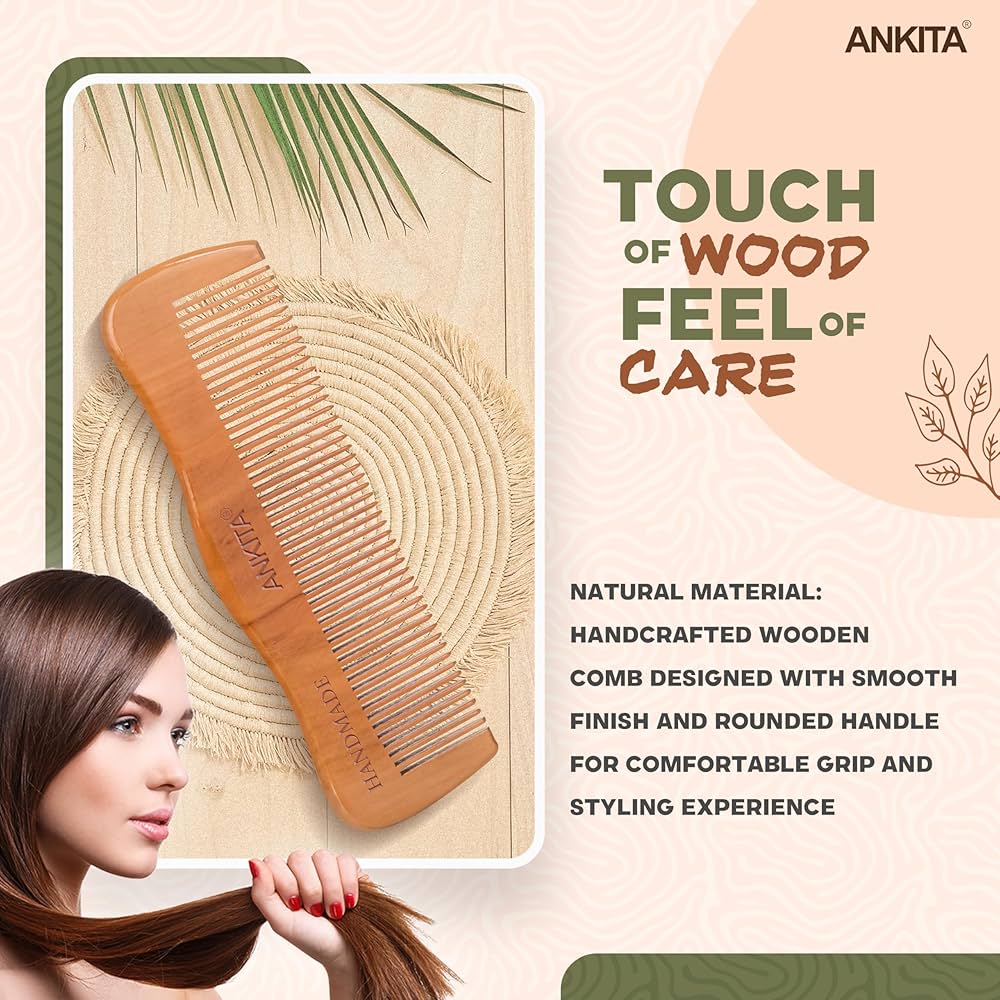 Ankita Wooden Hair Comb Tight Without Hand