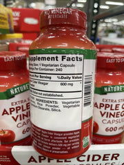 Nature's Truth Apple Cider Vinegar 600 mg Extra Strength Capsules, 240 ct.