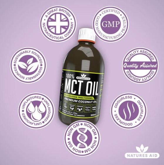 Natures Aid MCT Oil - 500ml Premium Coconut Oil