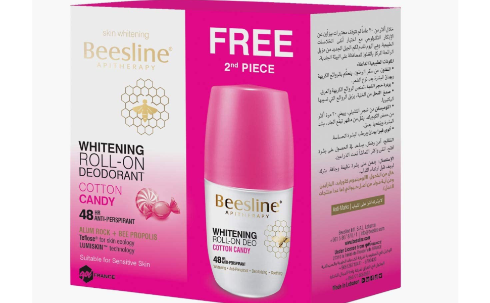 Beesline Whitening Deodorant Roll On Cotton Candy Offer 2×50ml