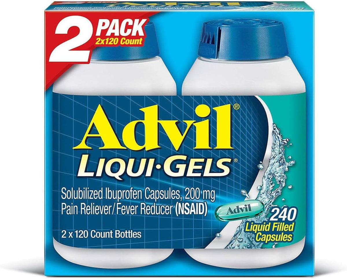 Advil Liqui-Gels 200mg Pain Reliever 240 capsules (2 Pack)