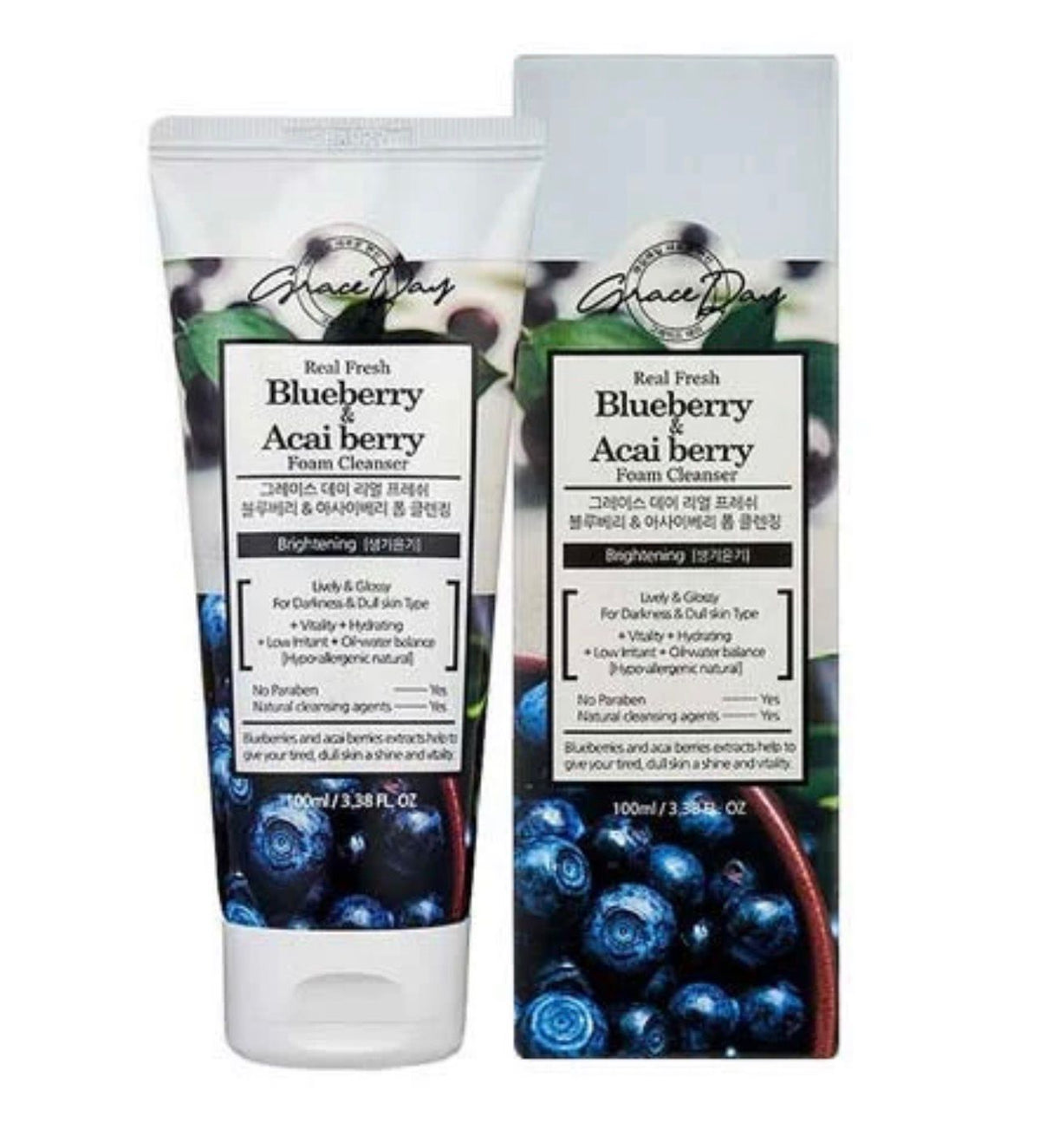 Grace Day Real Fresh Blueberry & Acai Berry Foam Cleanser 100ml