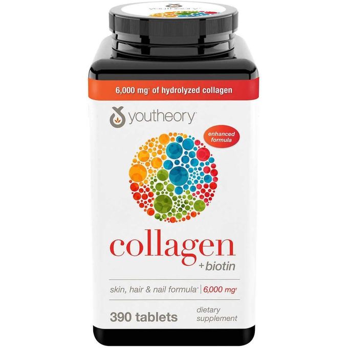 Youtheory Collagen + Biotin Skin, Hair & Nail Formula 6000mg, 390 Tablets