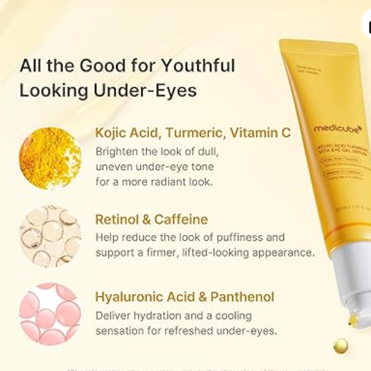 medicube Eye Serum with Kojic Acid Turmeric | All-Day Brightening Eye Gel Serum 30ml