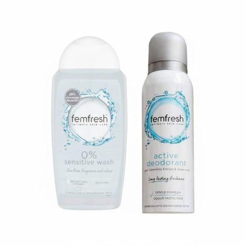Femfresh Daily Intimate Care Offer (0% Sensitive Wash 250ml + Refreshing Active Spray 125ml)