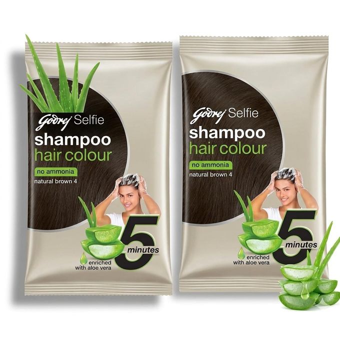 Godrej Shampoo Hair Colour No Ammonia Natural Brown No.4 2PCS