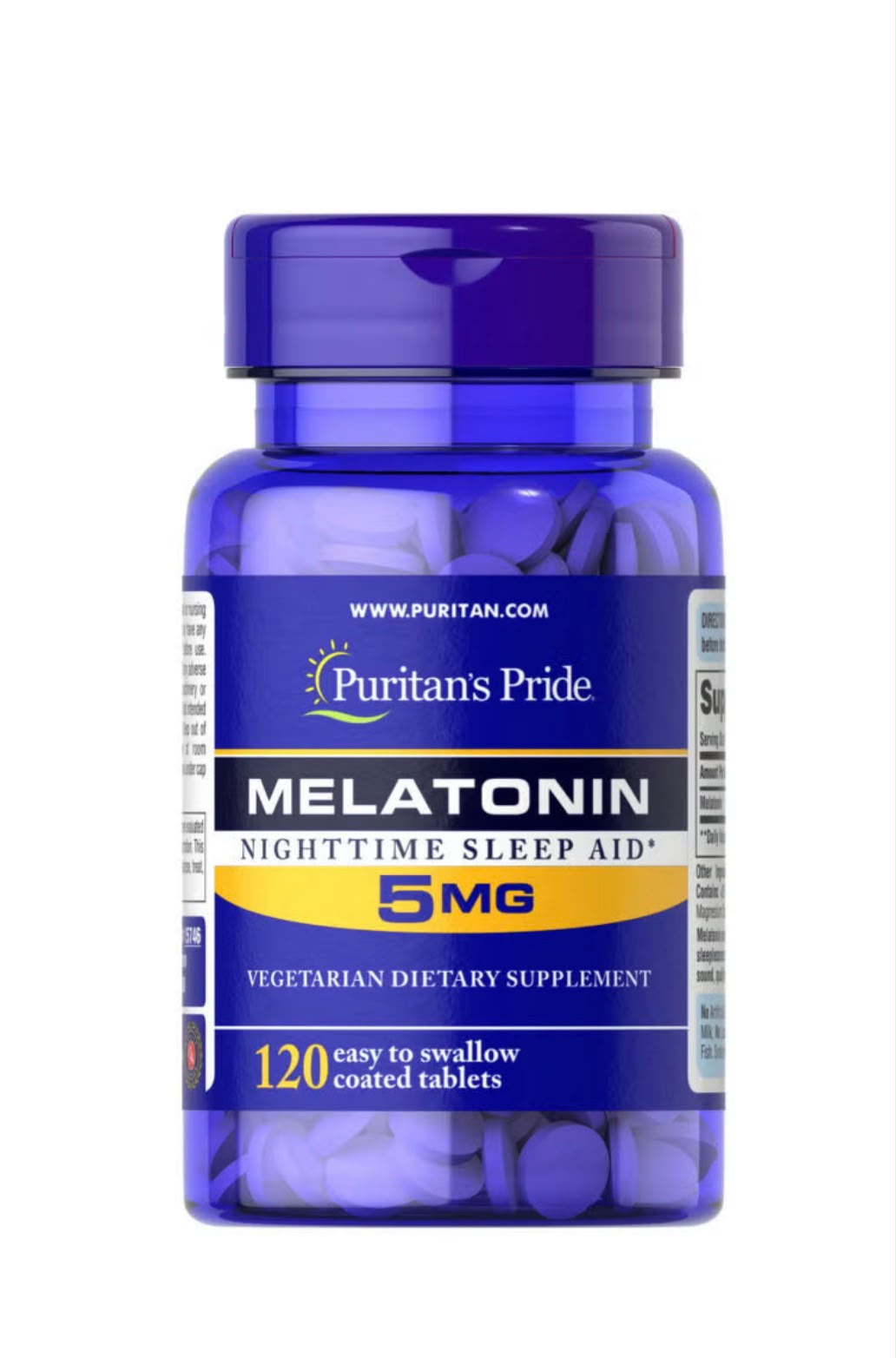 Puritan'S Pride Melatonin 5mg Night Time Sleep Aid, 120 Tablets