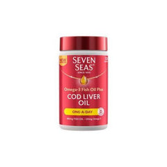 Seven Seas Omega 3 Fish Oil Plus Cod Liver Oil, One-A-Day 120 Capsules