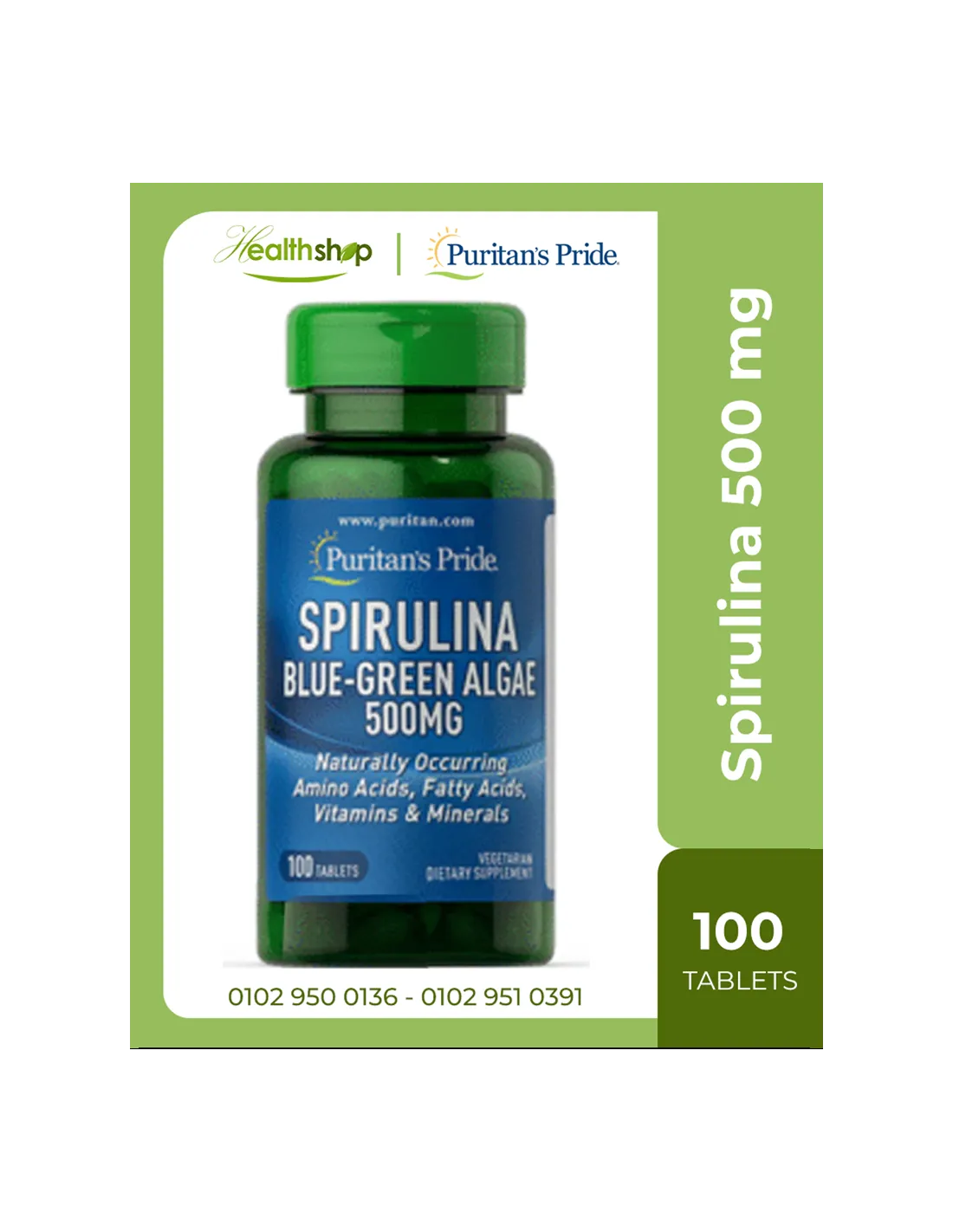 Puritan'S Pride Spirulina Blue-Green Algae 500mg 100 Tablets
